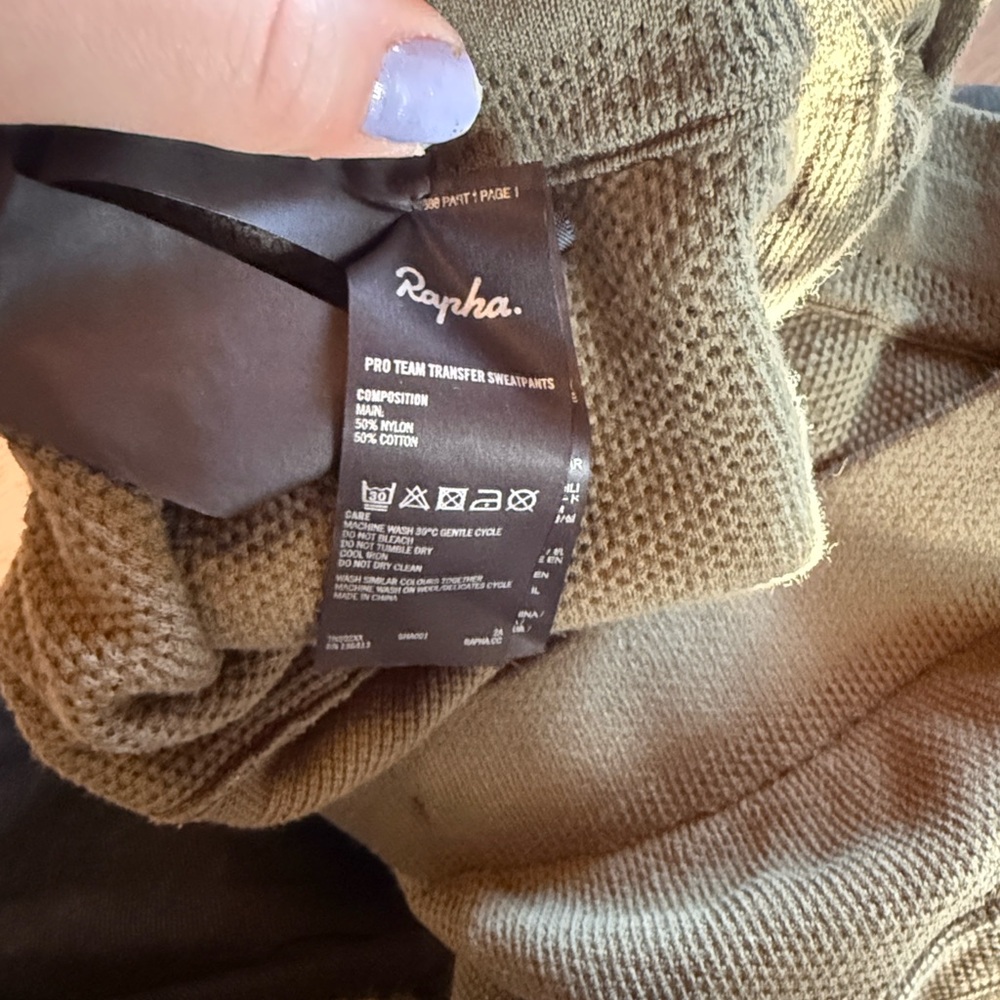 RAPHA Pro Team Transfer Sweatpants in Green Olive, Men's Size Large - Picture 5 of 7